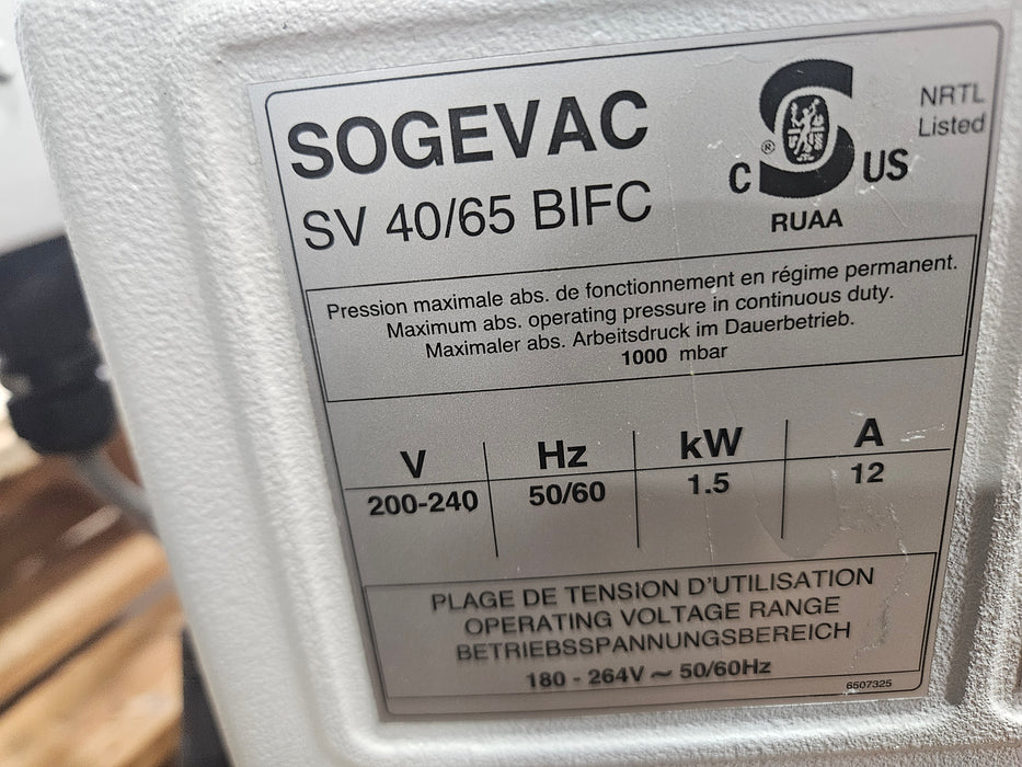Leybold Leybold Sogevac Sv40 Bi Rotary Vane Vacuum Pump / Leroy Somer Ls100pr Motor Research Lab reLink Medical