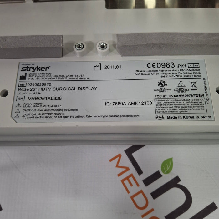 Stryker Stryker WiSe 26" HDTV Surgical Display 240-030-970 Monitor Rigid Endoscopy reLink Medical