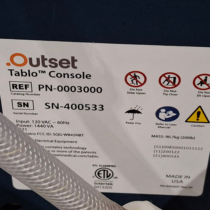 Outset Medical Outset Medical Tablo Console Hemodialysis System Dialysis reLink Medical