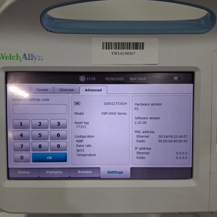 Welch Allyn Connex 6800 - Nellcor SpO2, SureTemp Vital Signs Monitor