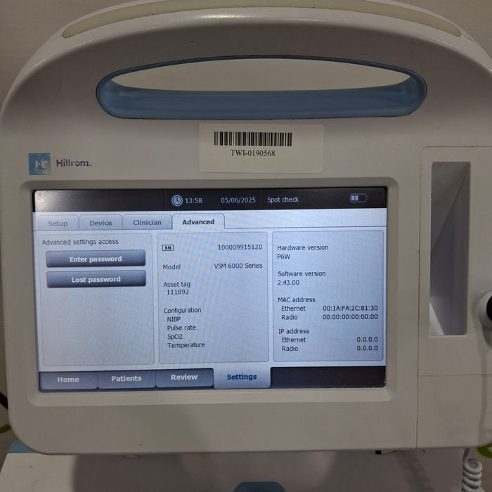 Welch Allyn Connex 6800 - Nellcor SpO2, SureTemp Vital Signs Monitor