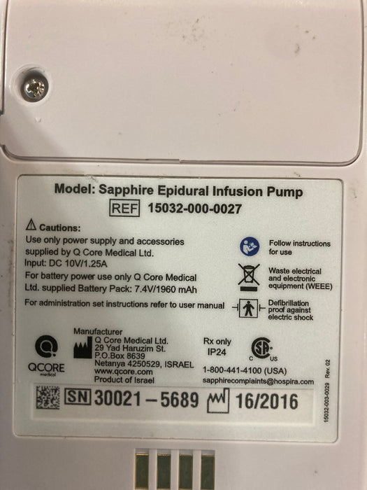 QCore Medical QCore Medical Sapphire Epidural Infusion Pump Infusion Pump reLink Medical