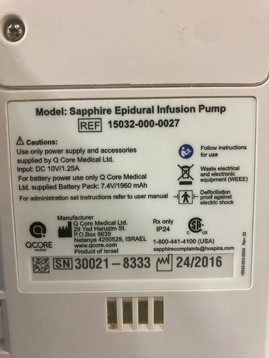 QCore Medical QCore Medical Sapphire Epidural Infusion Pump Infusion Pump reLink Medical