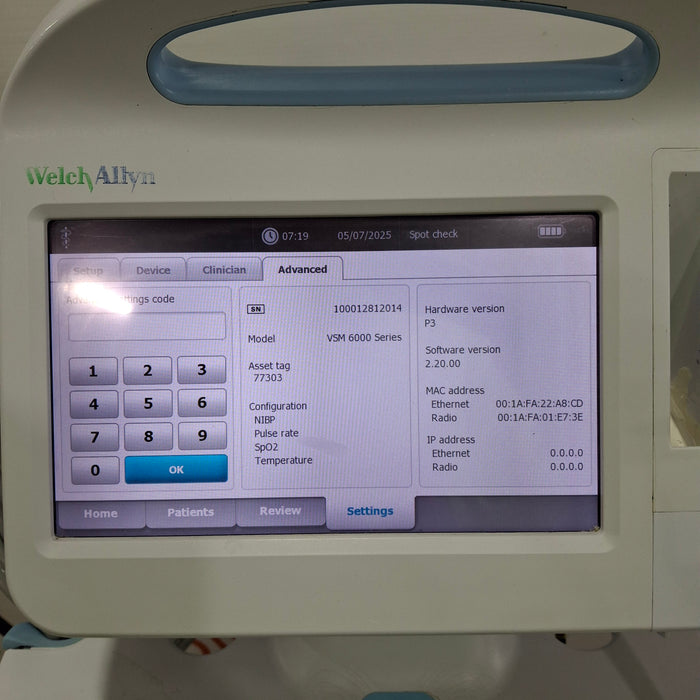 Welch Allyn Connex 6800 - Nellcor SpO2, SureTemp Vital Signs Monitor