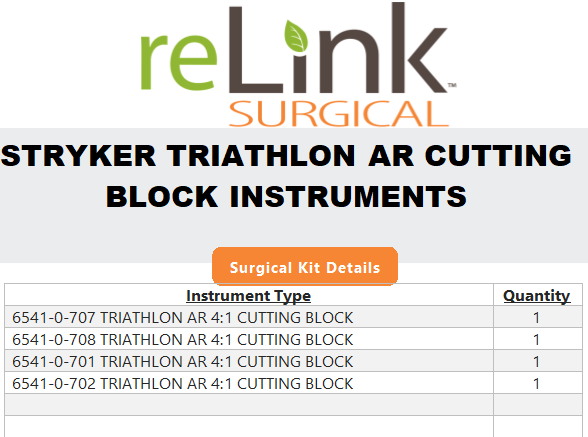 Stryker Triathlon AR Cutting Block Instruments