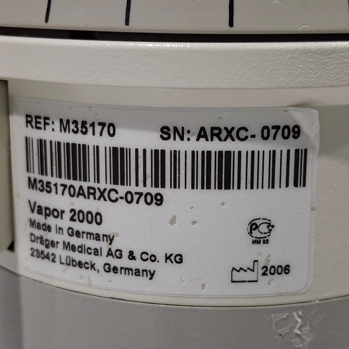 Draeger Medical Vapor 2000 Sevoflurane Vaporizer
