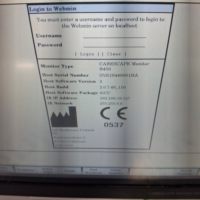 GE Healthcare Carescape B450 Patient Monitor