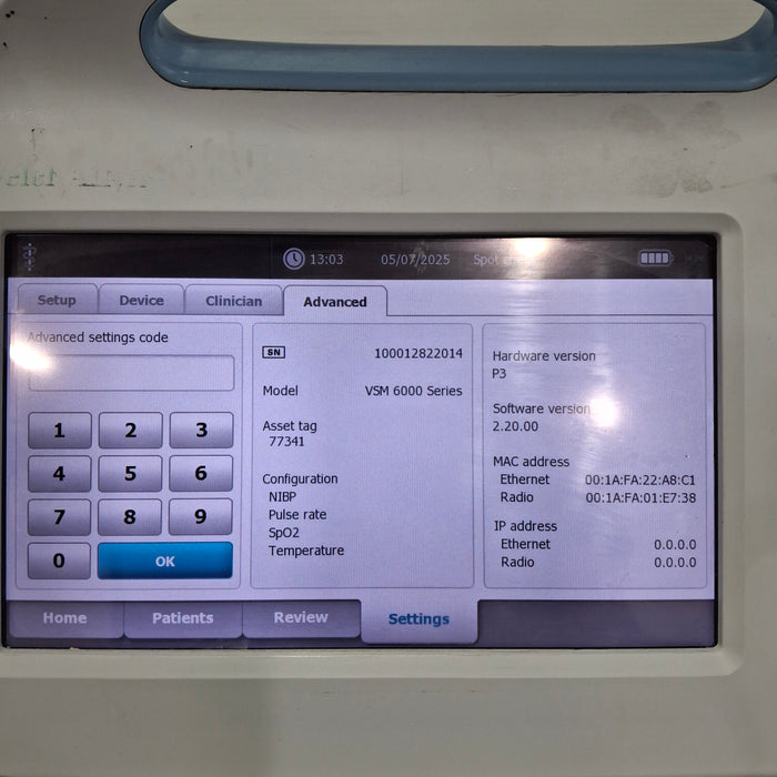 Welch Allyn Connex 6800 - Nellcor SpO2, SureTemp Vital Signs Monitor
