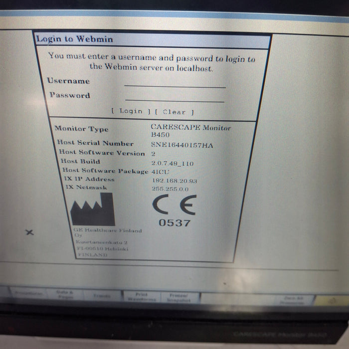 GE Healthcare Carescape B450 Critical Care Patient Monitor