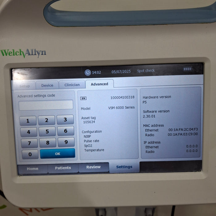 Welch Allyn Connex 6800 - Nellcor SpO2, SureTemp Vital Signs Monitor