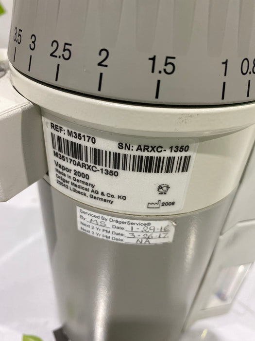 Draeger Medical Vapor 2000 Sevoflurane Vaporizer