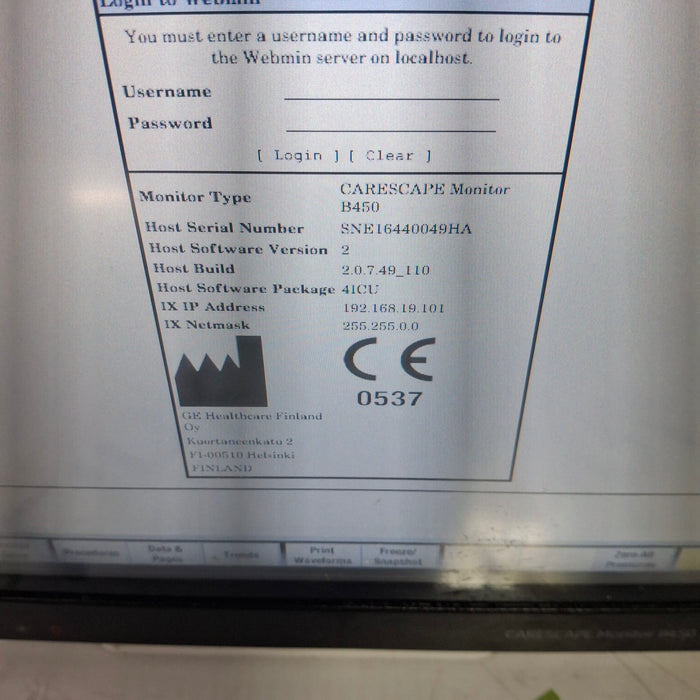 GE Healthcare Carescape B450 Critical Care Patient Monitor