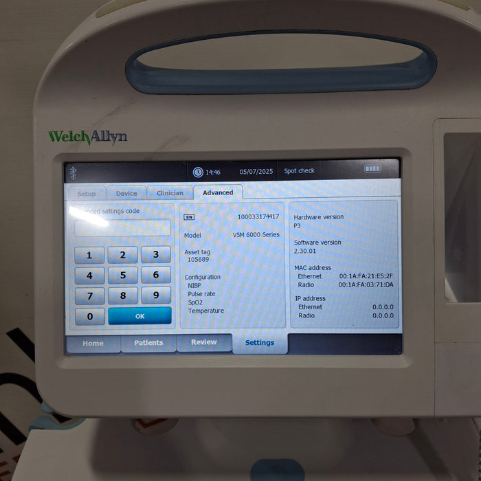 Welch Allyn Connex 6800 - Nellcor SpO2, SureTemp Vital Signs Monitor