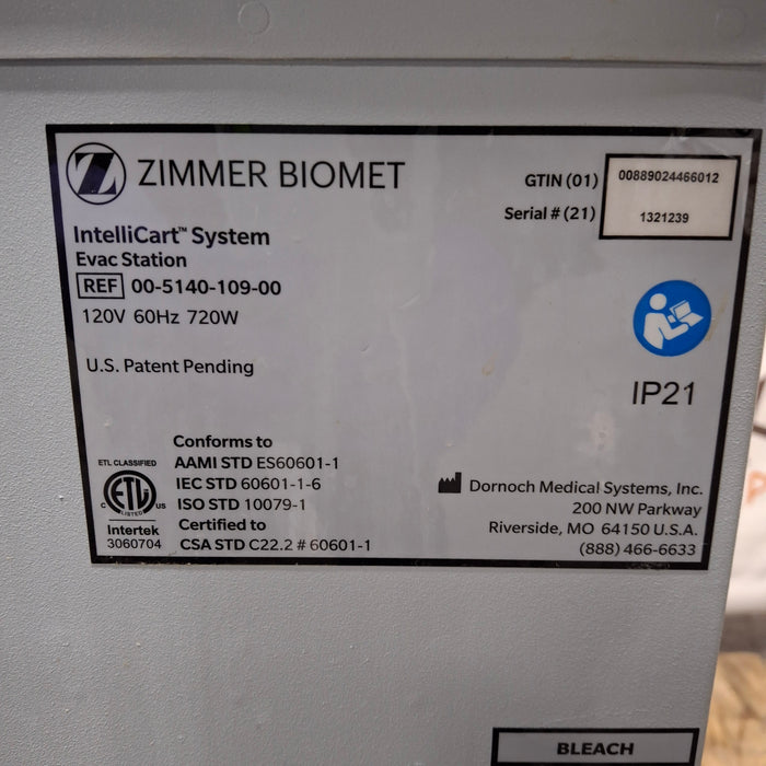 Zimmer Zimmer 00-5140-109-00 IntelliCart System Evac Station Surgical Equipment reLink Medical