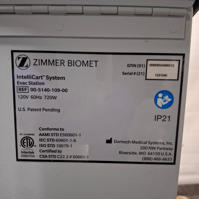 Zimmer Zimmer 00-5140-109-00 IntelliCart System Evac Station Surgical Equipment reLink Medical