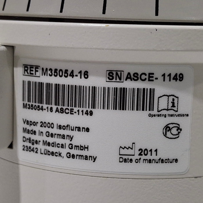 Draeger Medical Draeger Medical Vapor 2000 Isoflurane Vaporizer Anesthesia reLink Medical