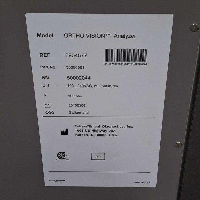 Ortho Clinical Diagnostics Ortho Clinical Diagnostics 6904577 Ortho Vision Analyzer Clinical Lab reLink Medical