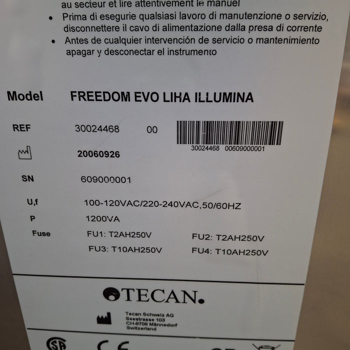Tecan Freedom Evo LIHA Illumina Liquid Handler
