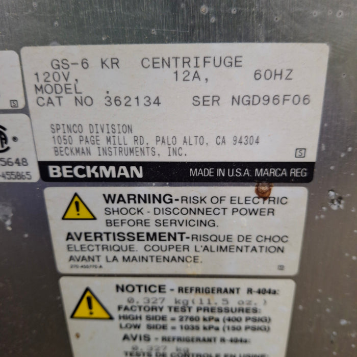 Beckman Coulter Beckman Coulter GS-6KR Centrifuge Centrifuges reLink Medical
