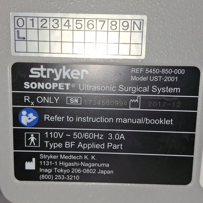 Stryker Stryker SonoPet Omni UST-2001 Ultrasonic Surgical System Electrosurgical Units reLink Medical