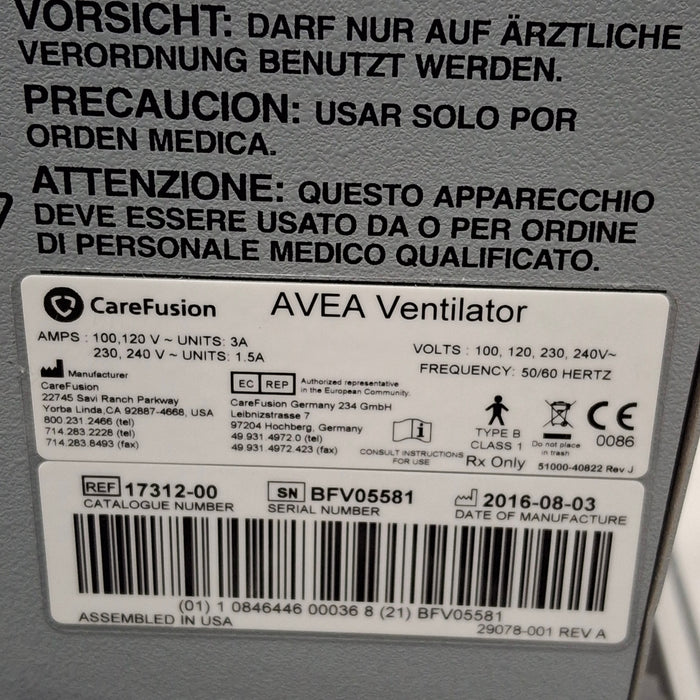 CareFusion CareFusion Avea Ventilator Respiratory reLink Medical