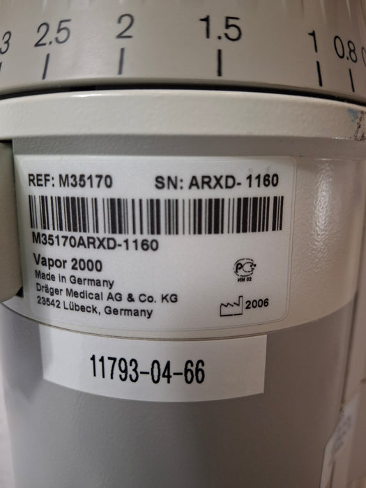 Draeger Medical Vapor 2000 Sevoflurane Vaporizer
