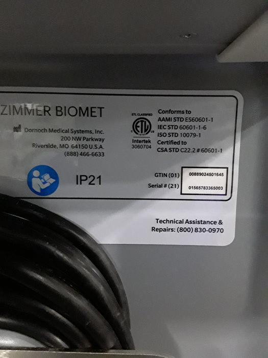 Zimmer Zimmer Biomet Intellicart System Duo Fluid Cart Surgical Equipment reLink Medical