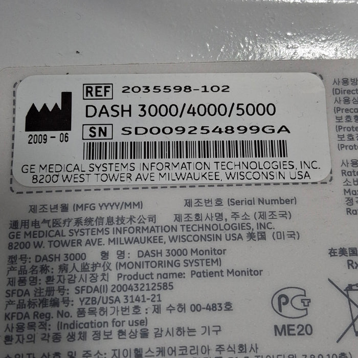 GE Healthcare GE Healthcare Dash 3000 - Masimo SpO2 Patient Monitor Patient Monitors reLink Medical