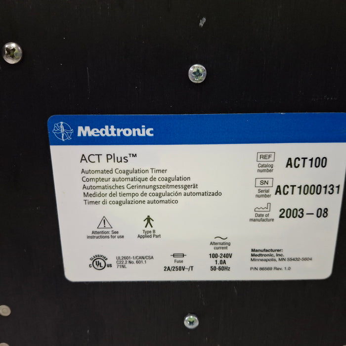 Medtronic Medtronic ACT Plus Automated Coagulation Timer Perfusion reLink Medical