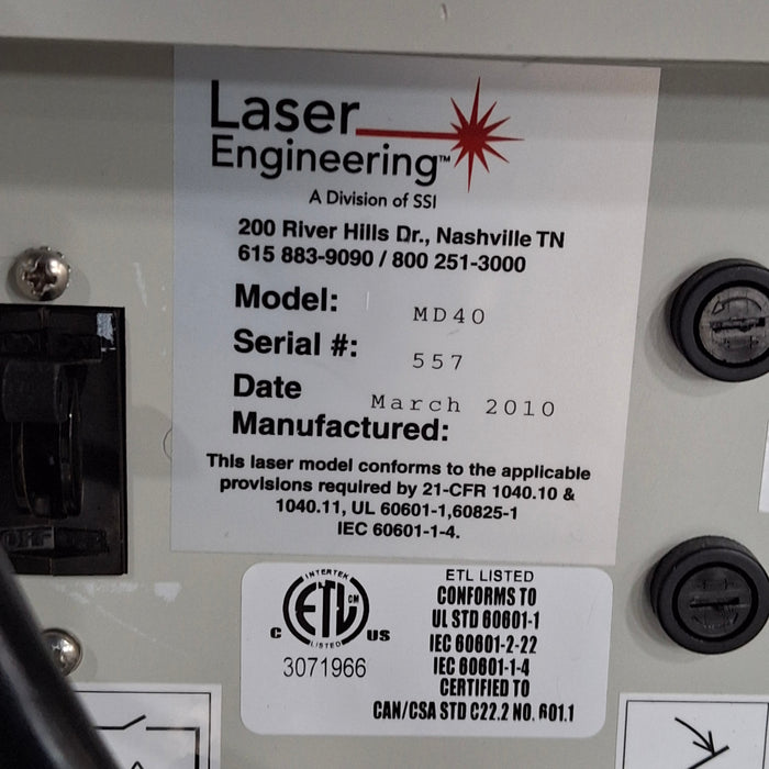 Laser Engineering Laser Engineering Ultra MD 40 CO2 & HeNe Laser Lasers reLink Medical