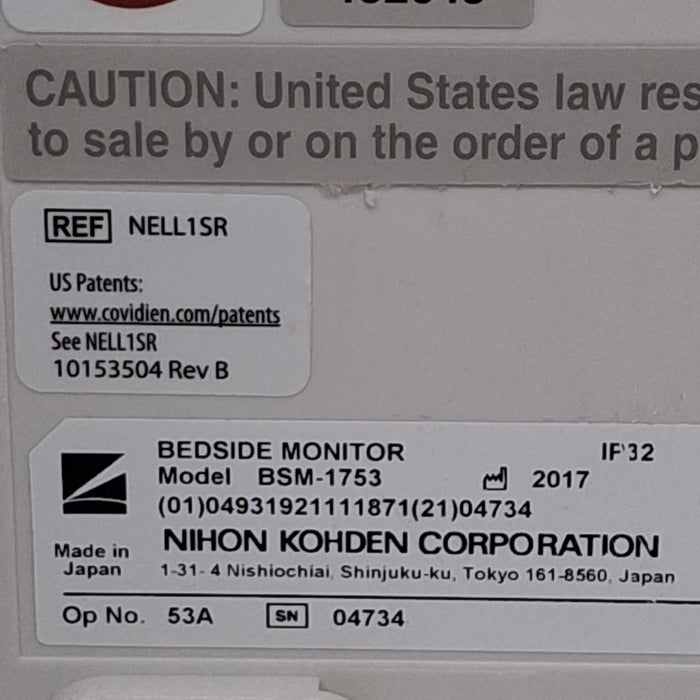 Nihon Kohden Nihon Kohden BSM-1753 Life Scope PT Transport Patient Monitor Patient Monitors reLink Medical