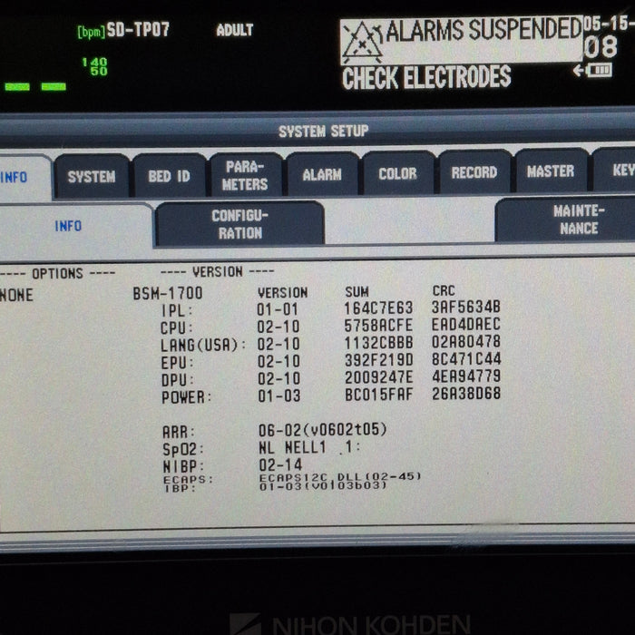 Nihon Kohden BSM-1753 Life Scope PT Transport Patient Monitor
