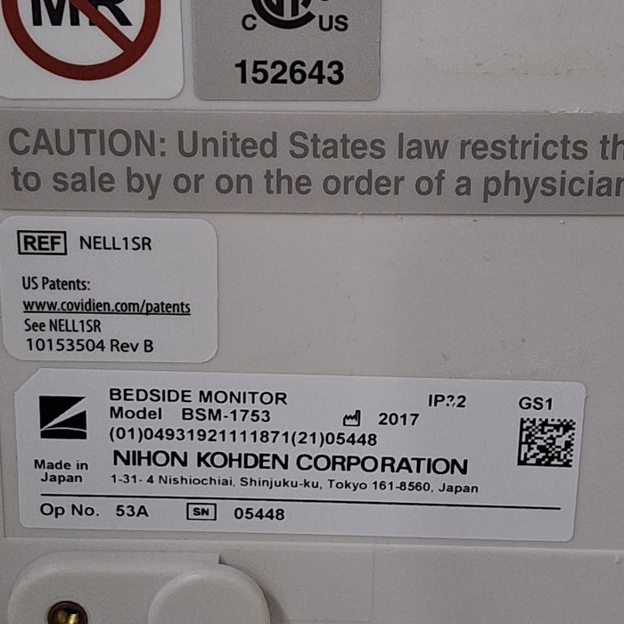 Nihon Kohden BSM-1753 Life Scope PT Transport Patient Monitor