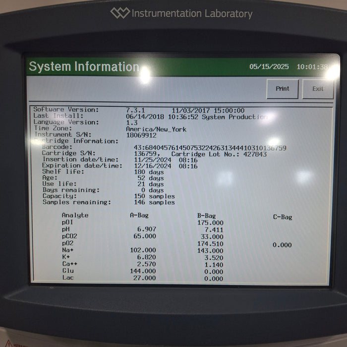 Instrumentation Laboratory Company Instrumentation Laboratory Company GEM Premier 3500 Blood Gas Analyzer Clinical Lab reLink Medical