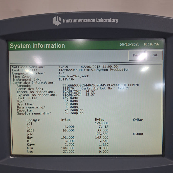 Instrumentation Laboratory Company Instrumentation Laboratory Company GEM Premier 3500 Blood Gas Analyzer Clinical Lab reLink Medical