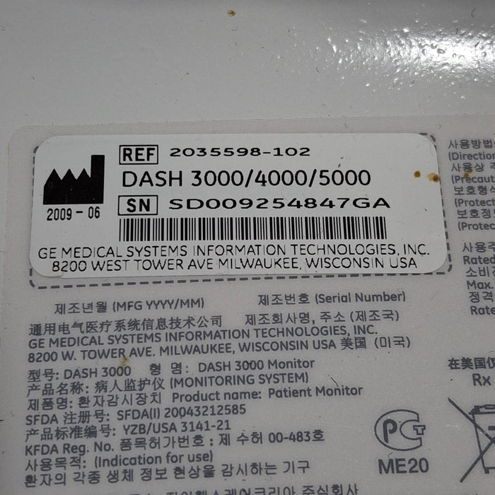 GE Healthcare GE Healthcare Dash 3000 - Masimo SpO2 Patient Monitor Patient Monitors reLink Medical