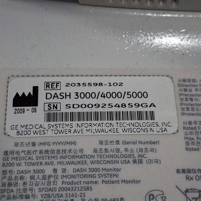 GE Healthcare GE Healthcare Dash 3000 - Masimo SpO2 Patient Monitor Patient Monitors reLink Medical