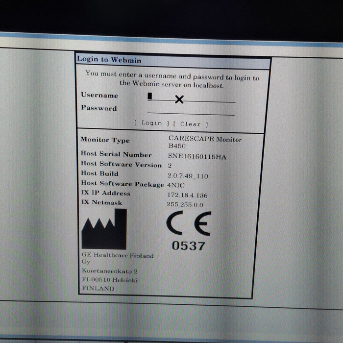 GE Healthcare Carescape B450 Patient Monitor