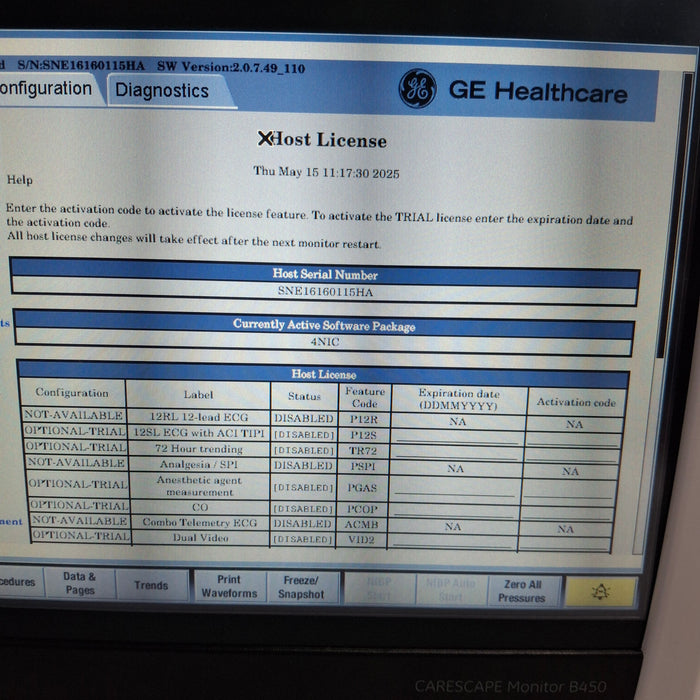 GE Healthcare Carescape B450 Patient Monitor