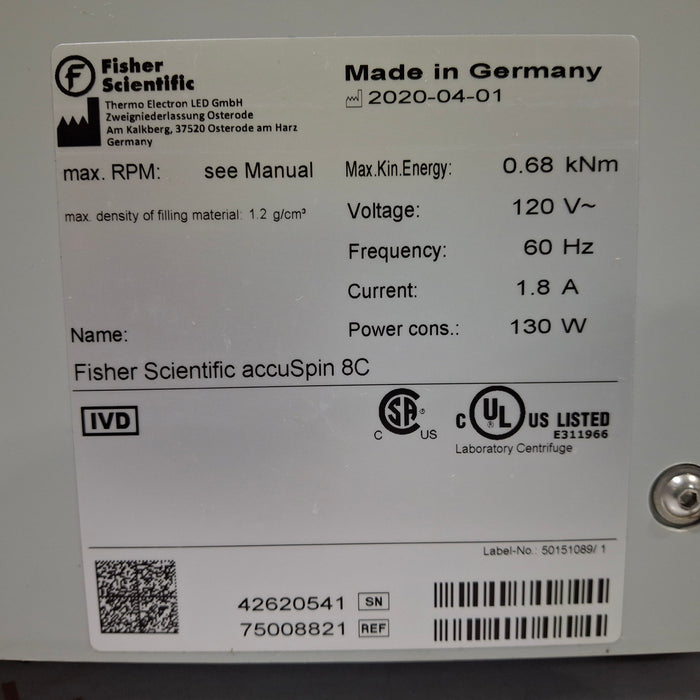 Fisher Scientific accuSpin 8C Clinical Centrifuge