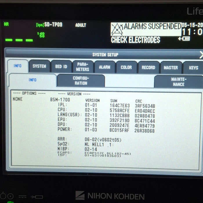 Nihon Kohden BSM-1753 Life Scope PT Transport Patient Monitor