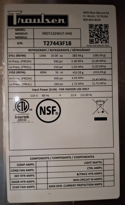 Traulsen Traulsen SRDT132WUT-HHS Commercial Refrigerator Medical Furniture reLink Medical