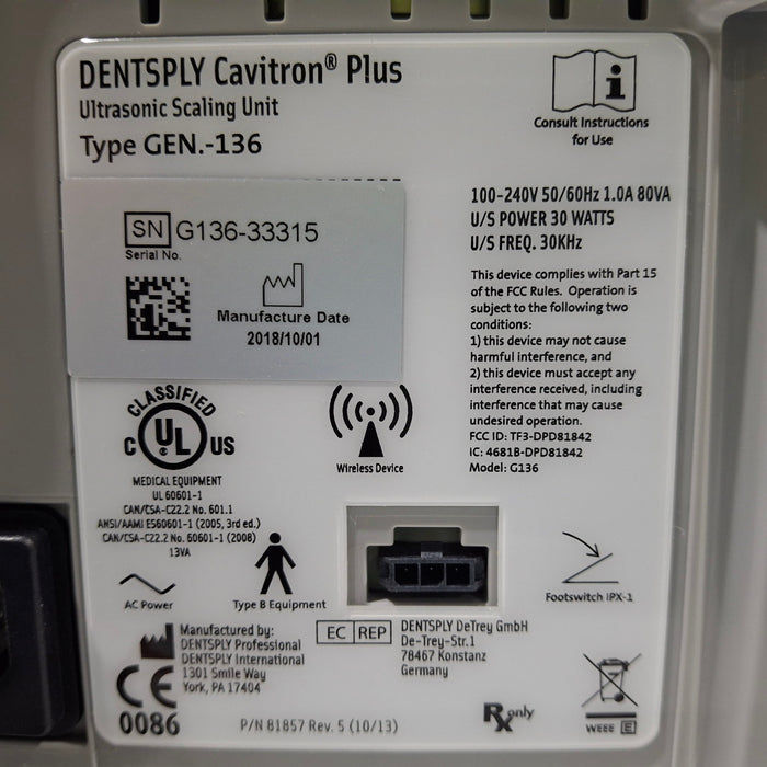 Dentsply Dentsply Cavitron Plus GEN-136 Ultrasonic Scaling Unit Dental reLink Medical