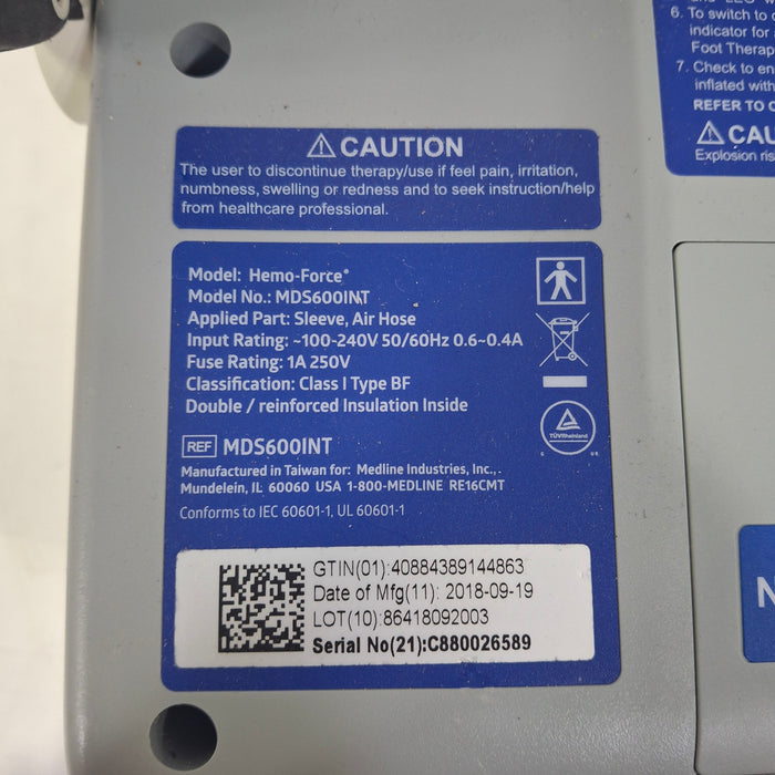 Medline Hemo-Force MDS-600 DVT Compression Pump