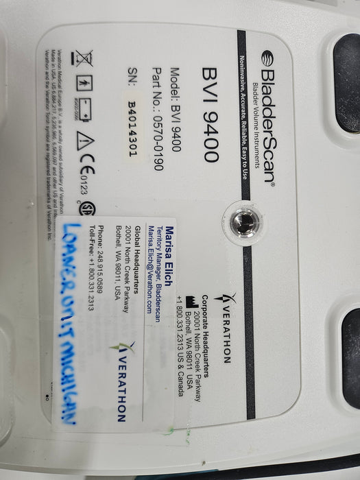 Verathon Medical, Inc BVI 9400 Bladderscan