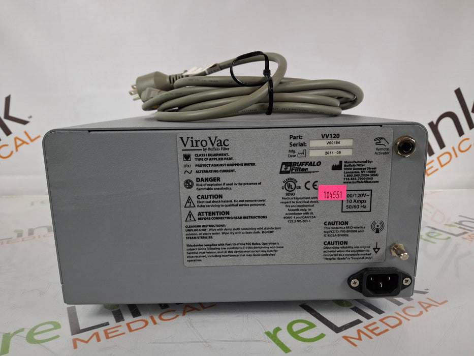Buffalo Filter Buffalo Filter ViroVac Smoke Evacuation System Surgical Equipment reLink Medical