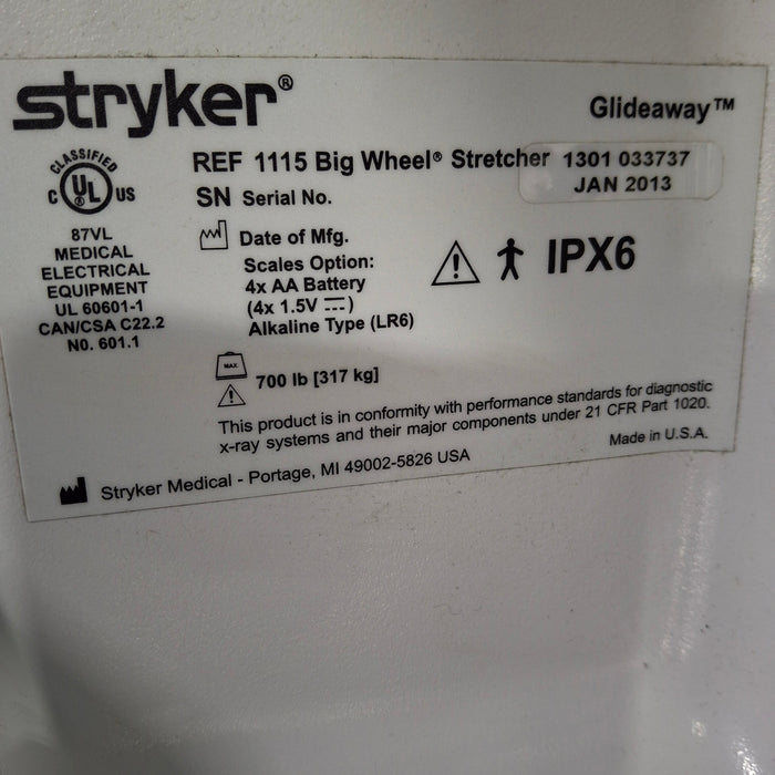 Stryker 1115 Big Wheel Glideaway Stretcher