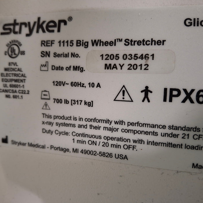 Stryker 1115 Big Wheel Glideaway Stretcher