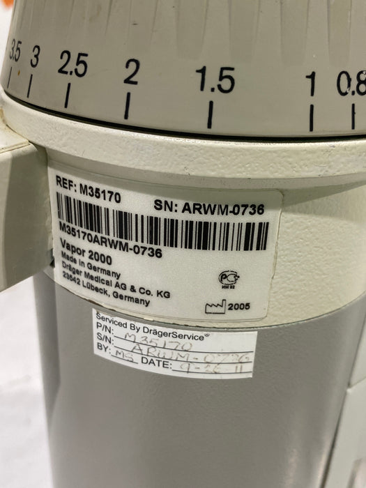 Draeger Medical Vapor 2000 Sevoflurane Vaporizer