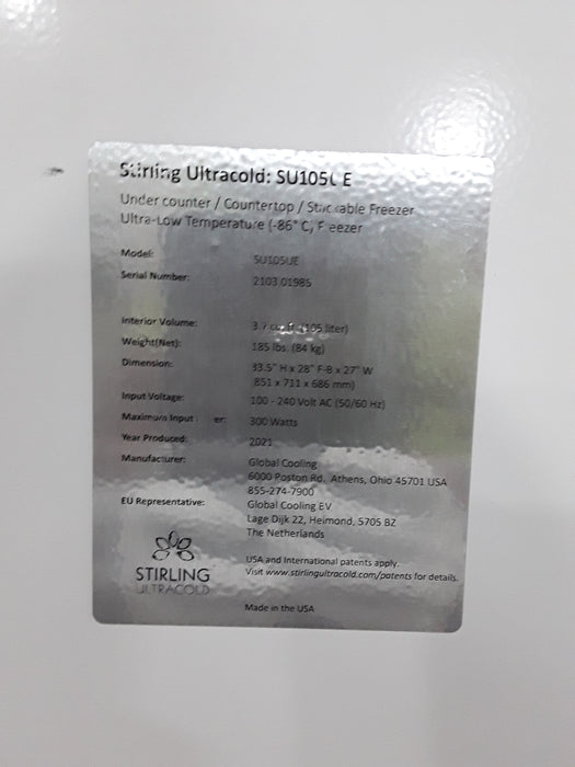Stirling Stirling Ultracold SU105UE Ultra Low Temperature Freezer Research Lab reLink Medical